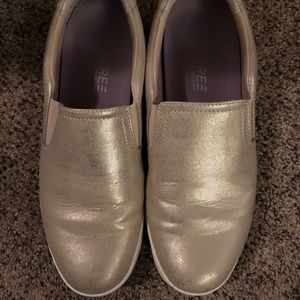 Gold cushioned slip ons